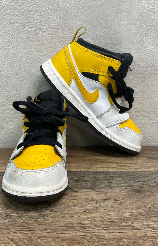 Nike Air Jordan 1 Mid Yellow Ochre Black White Toddler Size 10C