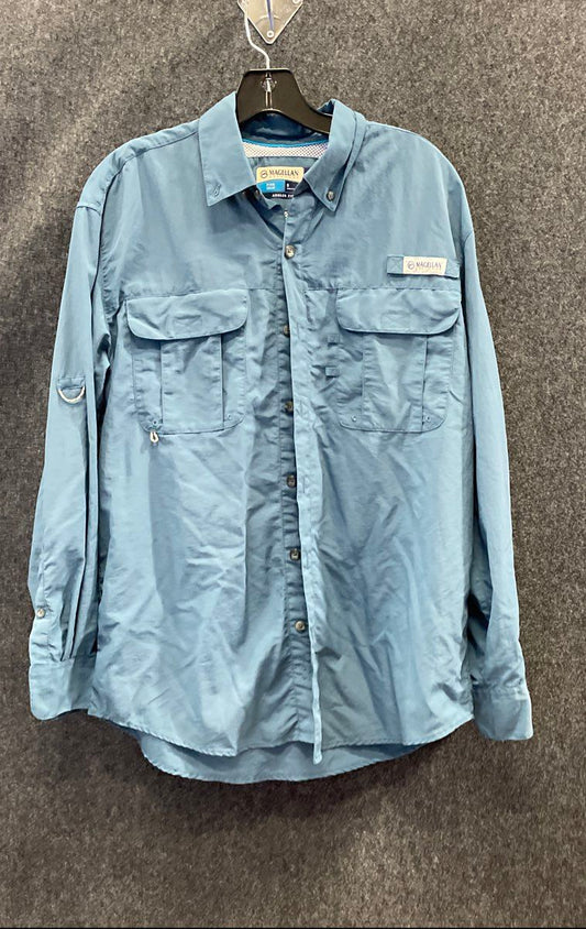 Magellan Outdoors Men's Teal MagWick Angler Fit Long Sleeve Fishing Shirt Size S