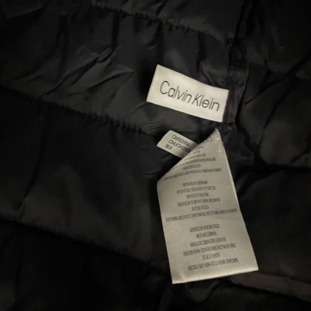 Calvin Klein Men's Black Shiny Puffer Jacket Hooded Water Resistant Sz L
