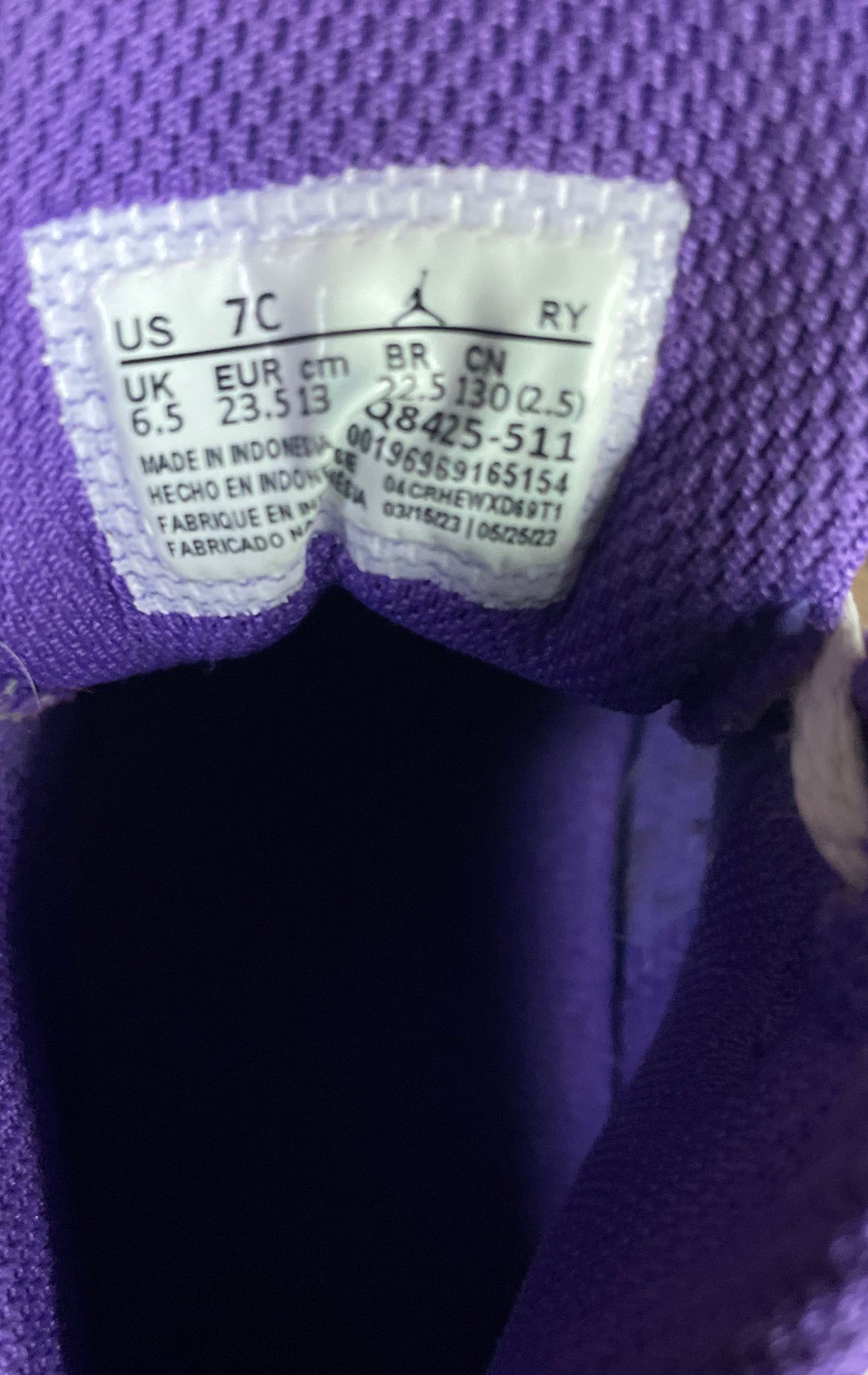 Nike Air Jordan 1 Mid Purple White Toddler Sneakers Size 7C