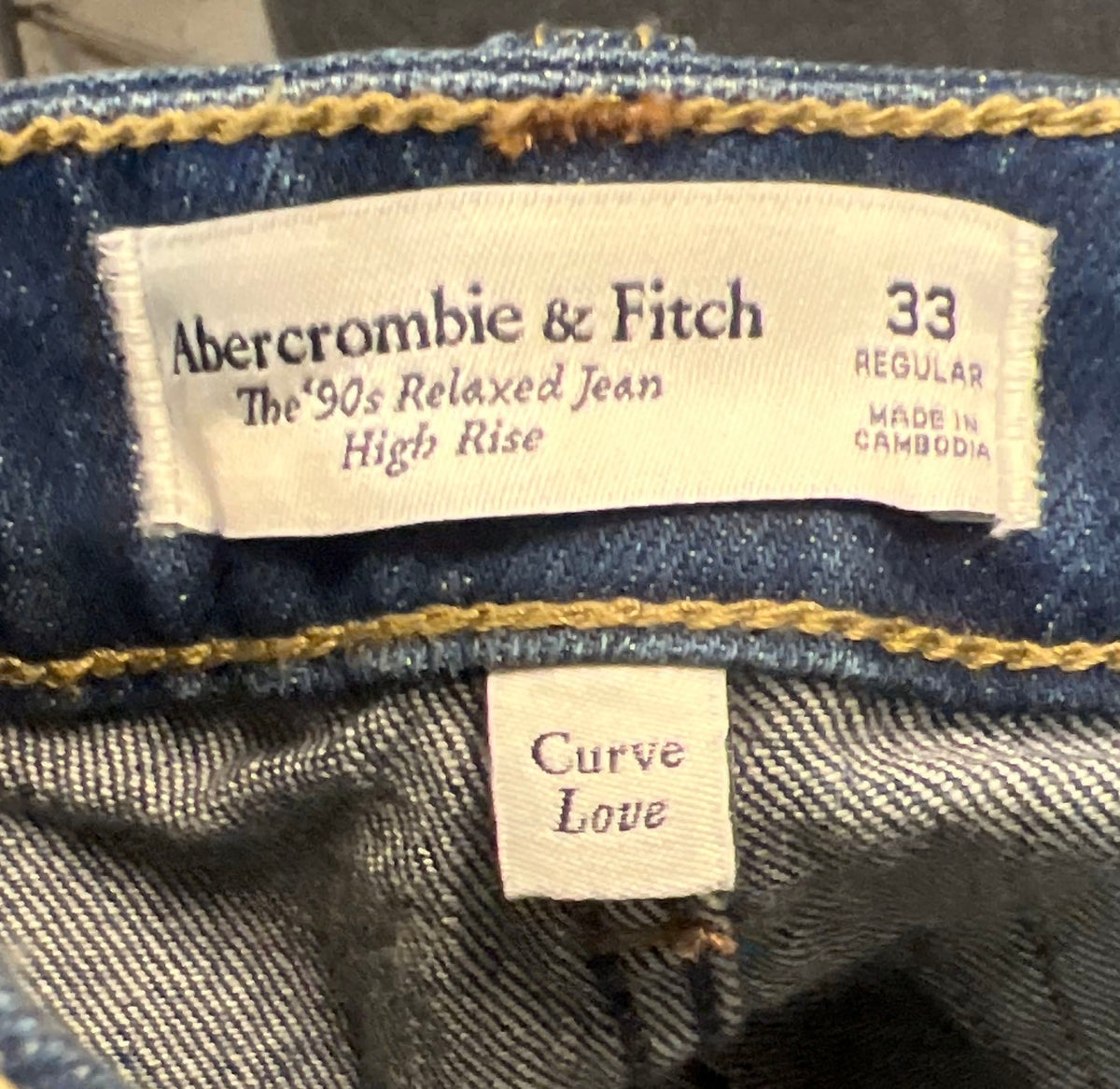 Abercrombie & Fitch Women's '90s Relaxed Blue High Rise Split Hem Sz 33 NWT