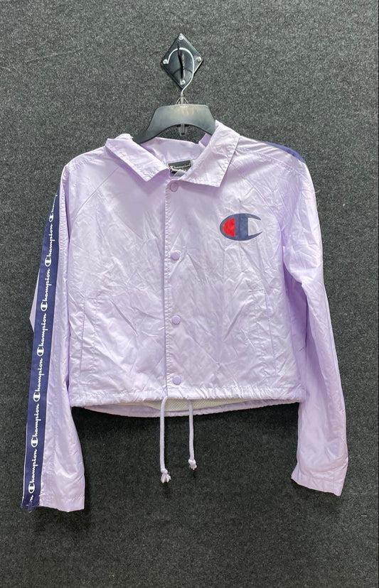 Champion Women's Cropped Coaches Jacket Zipper Tape Windbreaker Purple Sz XS