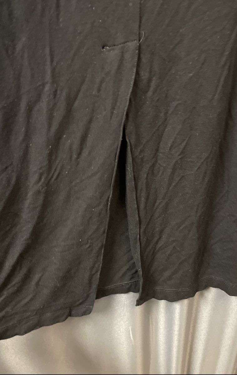 Eileen Fisher Women's Black Rayon Jersey Fold-Over Maxi Skirt Rear Slit Size M
