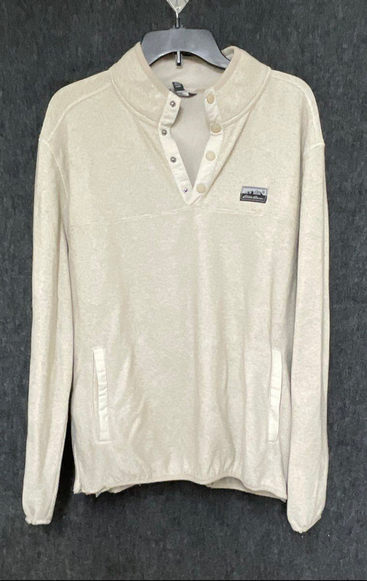 Eddie Bauer Men's Beige Quarter-Snap Sweater Fleece Pullover Size Large
