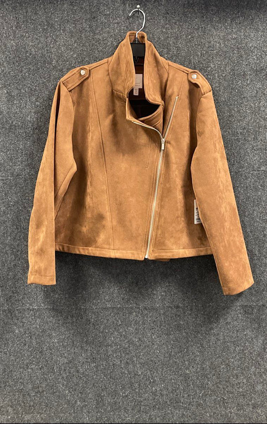 Lauren Conrad Women's Brown Faux Suede Moto Jacket NWT Size 1X