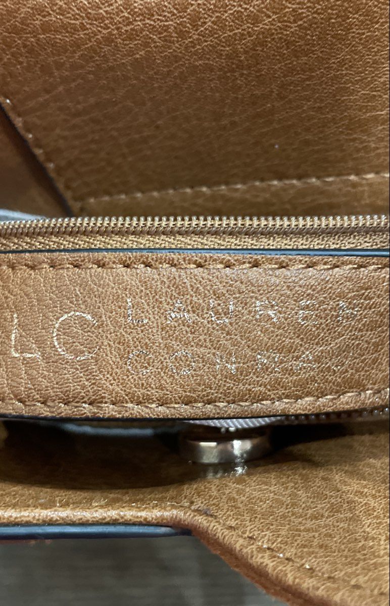 Lauren Conrad Brown Leather Crossbody Handbag Tote Bag Gold Tone Hardware 13in