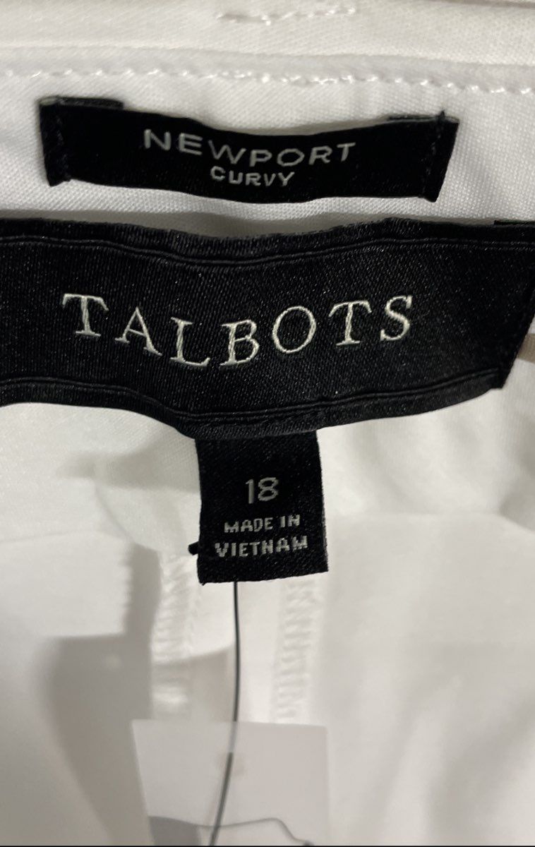 Talbots Women's Newport Curvy Pants White NWT Size 18