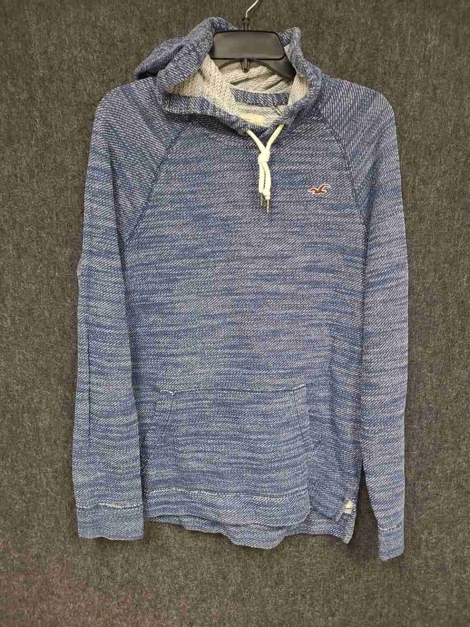 Hollister Men's Pacific Merchants Blue Marled Knit Pullover Hoodie Sz S