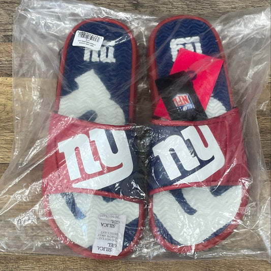 FOCO NFL New York Giants Logo Gel Slide Sandals Red Blue New Size 7/8