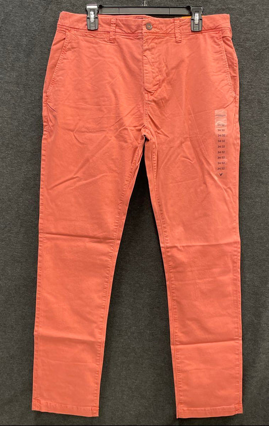 American Eagle Men's NWT Extreme Flex Chino Pants Salmon Pink Sz 34x32