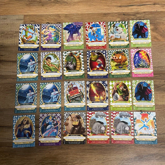 Disney Sorcerers of the Magic Kingdom Card Lot of 24 + Fantasyland Game Board