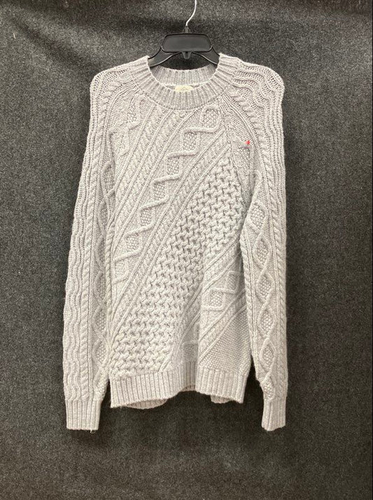 St. John's Bay Women's Gray Mixed Cable Knit Crewneck Pullover Sweater Size M