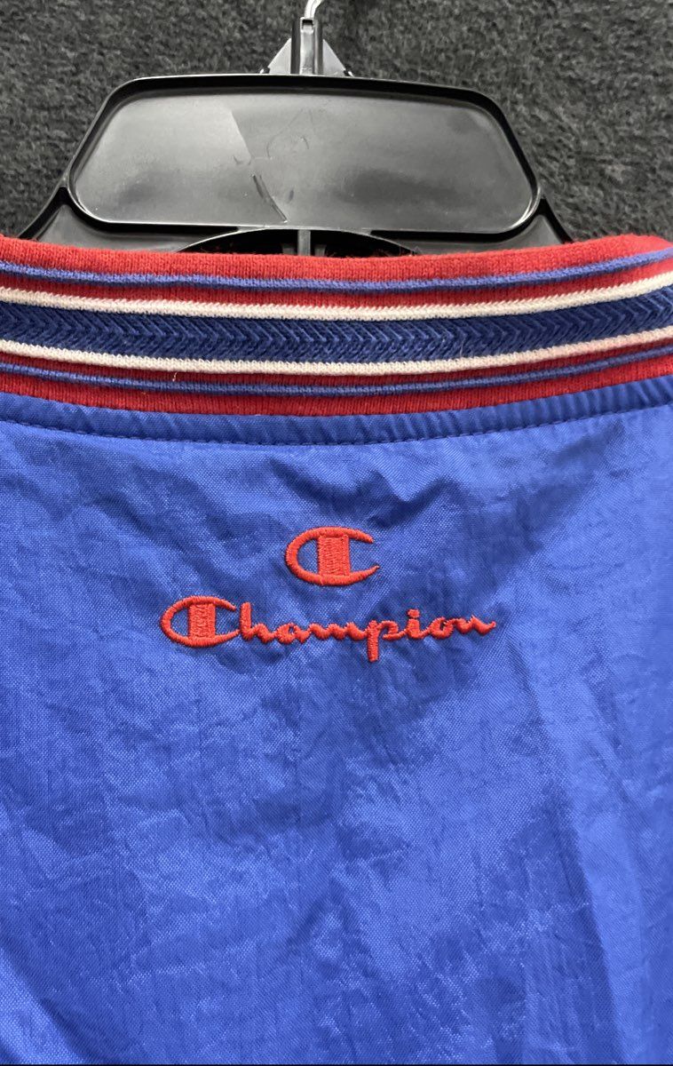 Vintage 90s Champion Men's Fork Union Football Pullover Jacket Blue Sz L