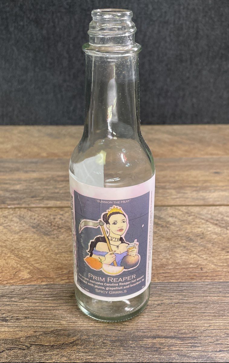 Set Of 3 Vintage Styled "Spicy Girls" Hot Sauce Glass Bottles