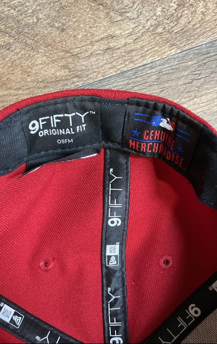 New Era Men's Washington Nationals Red 9Fifty Snapback Hat Textured Brim OSFM