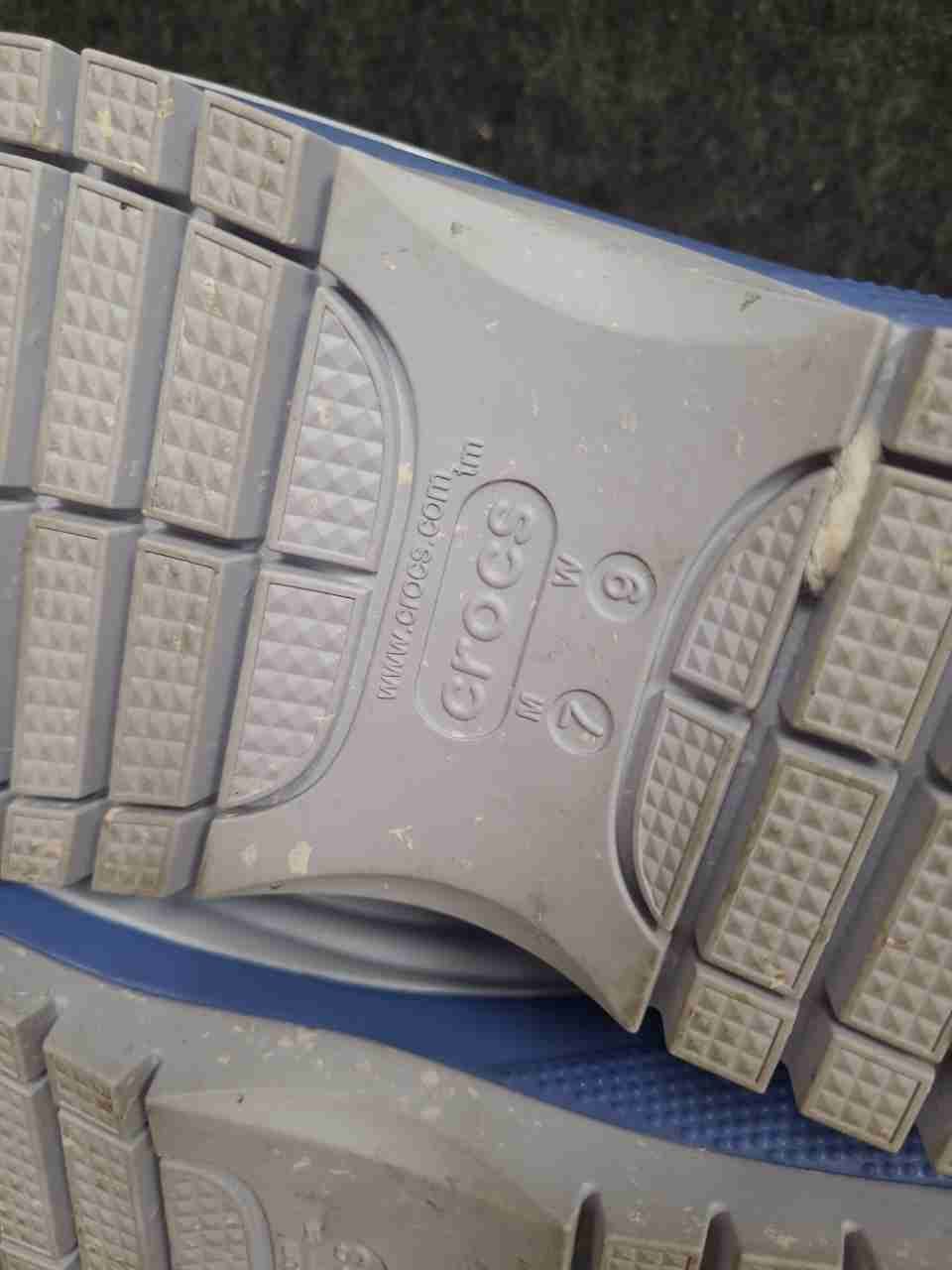 Crocs Mega Crush Triple Strap Sandal White Blue Platform Women's 9 Men's 7