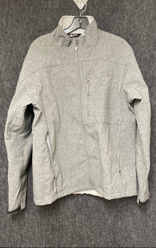 The North Face Men's Softshell Jacket Gray Heathered Full Zip Fleece Lined Sz L