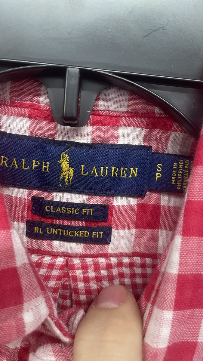 Polo Ralph Lauren Men's Red White Gingham Classic RL Untucked Fit Shirt Sz S