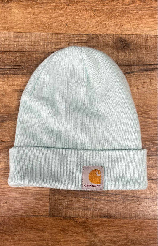 Carhartt Youth AH8994 Watch Hat Beanie Light Blue Cuffed Logo One Size