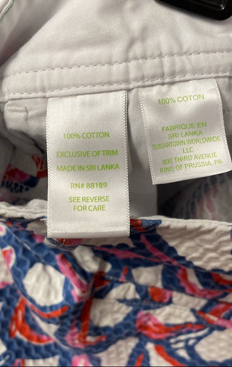 Lilly Pulitzer Women's Callahan Shorts Blue Pink Scallop Print Seersucker Sz 10