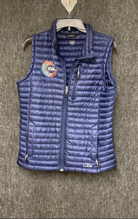 L.L. Bean Women's Blue Ultralight Down Vest AvalonBay Embroidered Logo Sz M