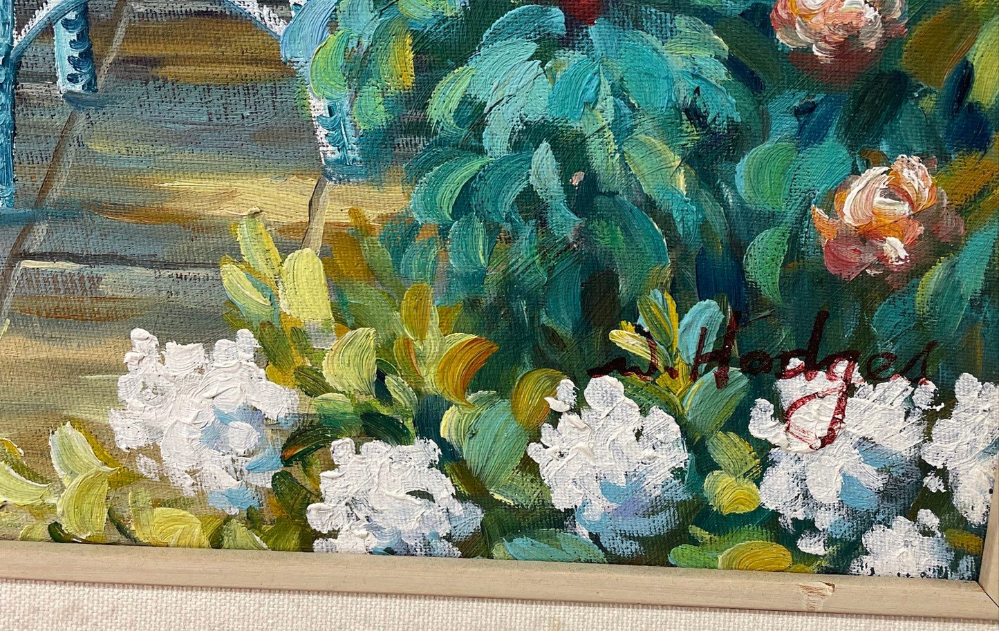 Balcony Seascape Signed by W. Hodges Original Oil Painting