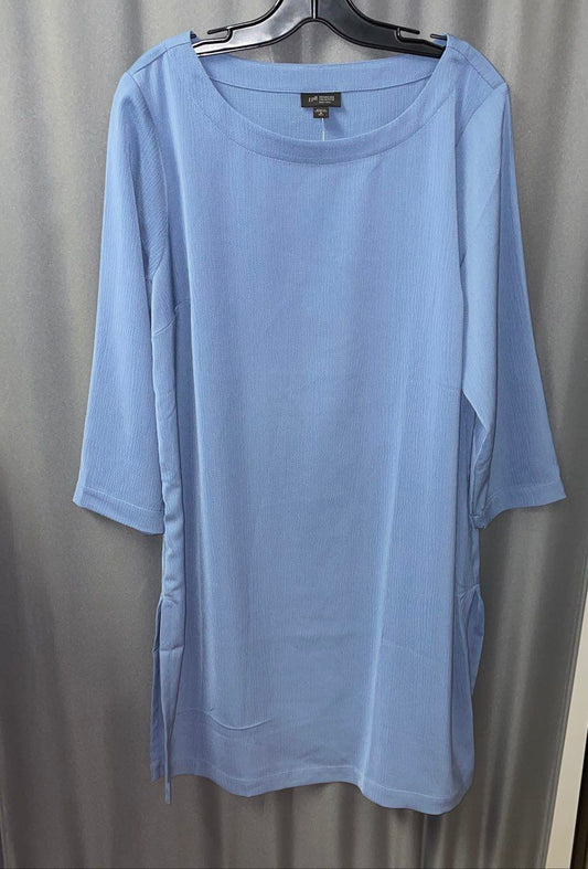 NWT J. Jill Women's Wearever Blue Long Sleeve Tunic Dress Boat Neck Sz M Tall
