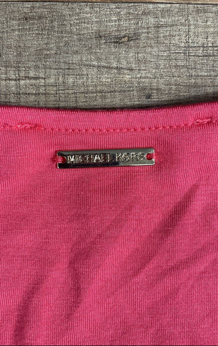 Michael Kors Women's Coral Pink Layered V-Neck Sleeveless Tank Top Blouse Sz L