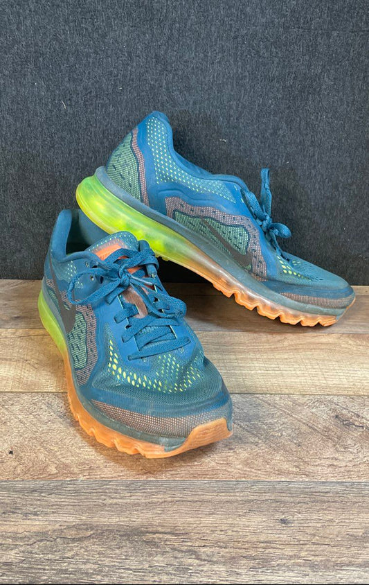Nike Air Max 2014 Brave Blue Orange Green Running Shoes Men's Size 11.5
