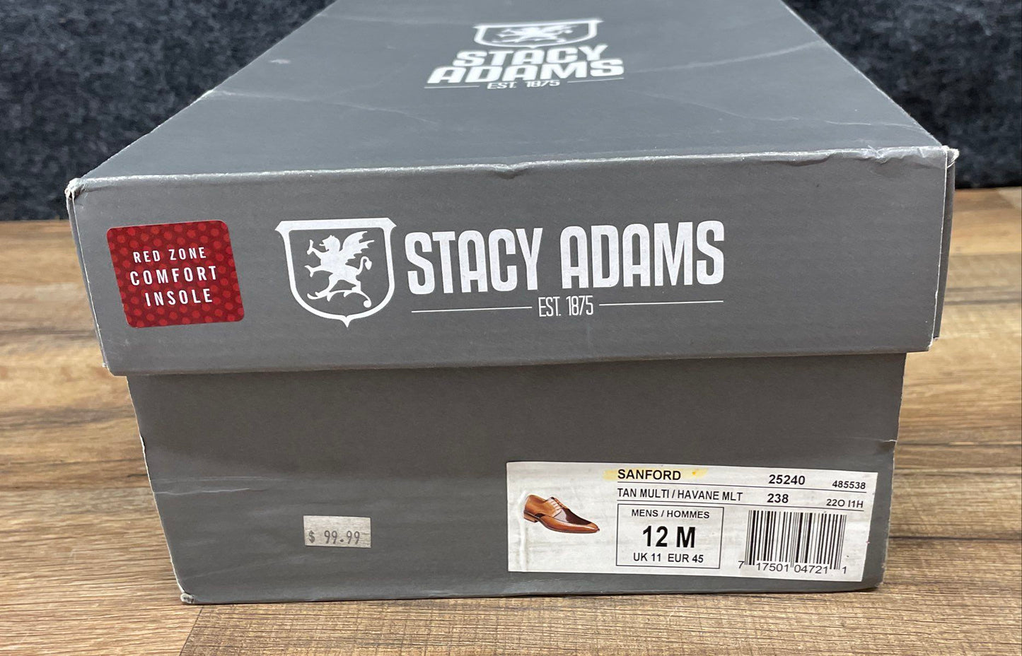 Stacy Adams Sanford Tan Multi Leather Cap Toe Oxford Dress Shoes Size 12M IOB