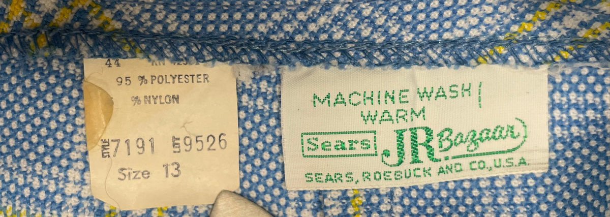 Vintage 70s Sears JR Bazaar Women's Blue Yellow Plaid Pleated Mini Skirt Size 13