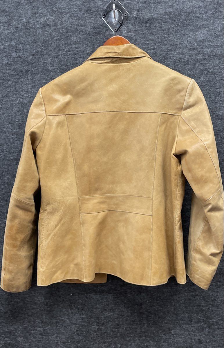 Mossimo Women's Vintage Y2K Brown Genuine Leather 3-Button Blazer Jacket Sz S