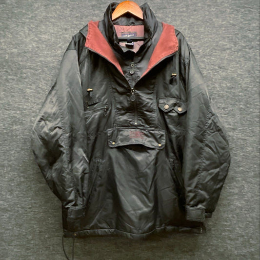 Vintage 90s Coleman Men's Black Anorak Half Zip Hooded Pullover Jacket