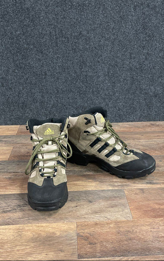 Vintage 2005 Adidas Geofit Tan Olive Green Hiking Boots Men's Size 10.5