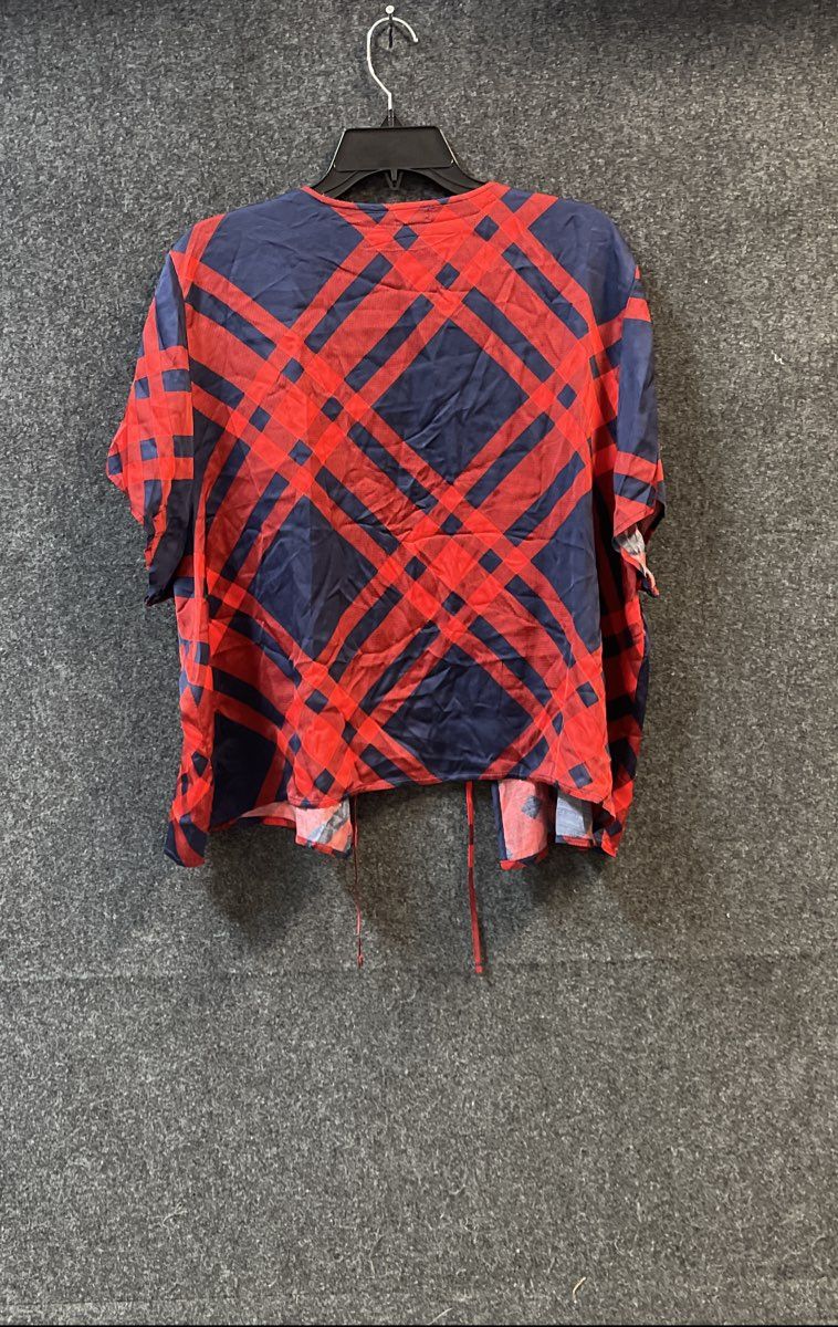 Aerie Women's Red Navy Plaid Viscose Sleepwear Wrap Shirt NWT Sz XL