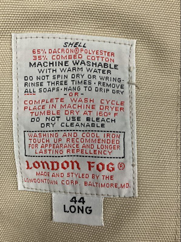 Vintage 70s London Fog Polar Plush Lined Trench Coat Tan Sz 44 Long