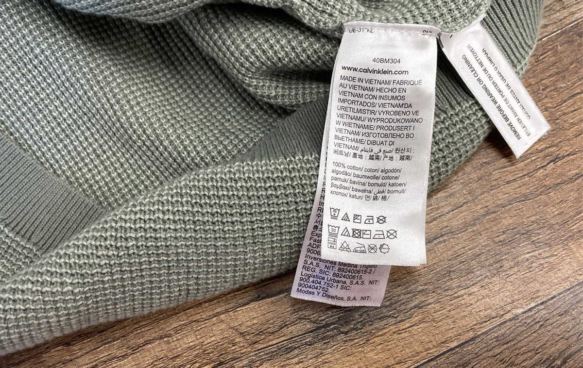 Calvin Klein Men's Sage Green Waffle Knit Cotton Short Sleeve Polo Shirt Sz M