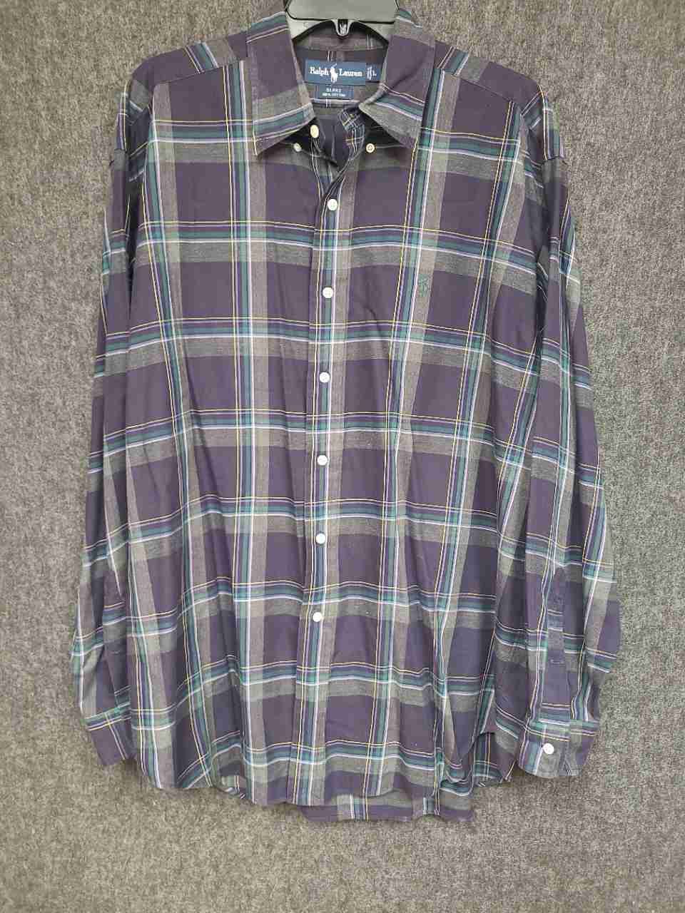 Vintage 90s Ralph Lauren Men's Blake Plaid Long Sleeve Shirt Size L