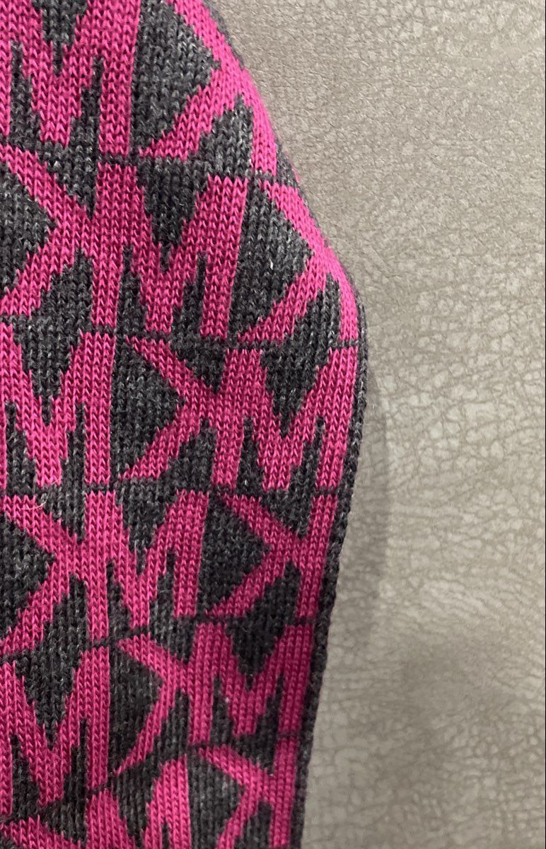Michael Kors Women's Scarf Pink Gray MK Logo Monogram Knit Muffler Winter NWT