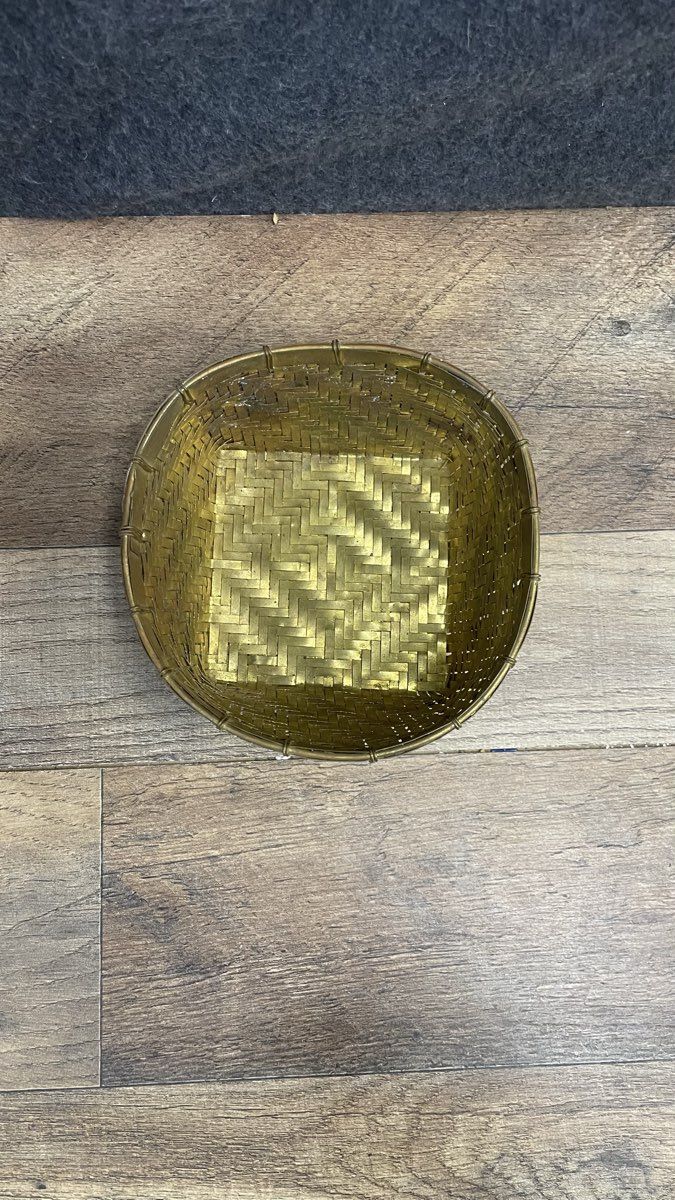 Vintage Style Woven Brass Basket