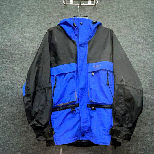 Vintage 90s Solstice Men's Blue Black Hardwear Ski Jacket Parka Hooded Sz S