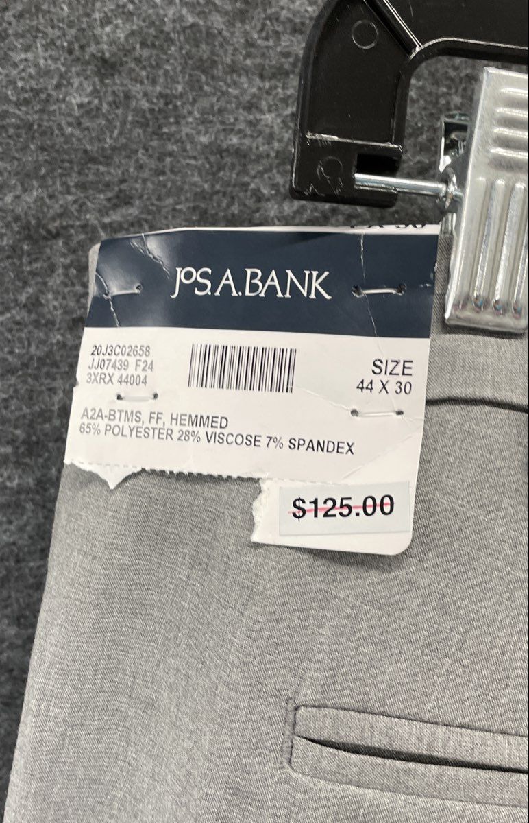 Jos. A. Bank Men's Grey Flat Front Stretch Dress Pants Size 44x30 NWT