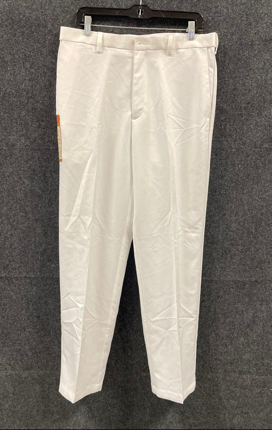Haggar Men's White Cool 18 Performance Classic Fit Plain Front Pants NWT 34x32