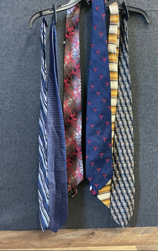 Lot of 6 Men's Silk Neckties DKNY Kenneth Cole Dockers Van Heusen Multicolor