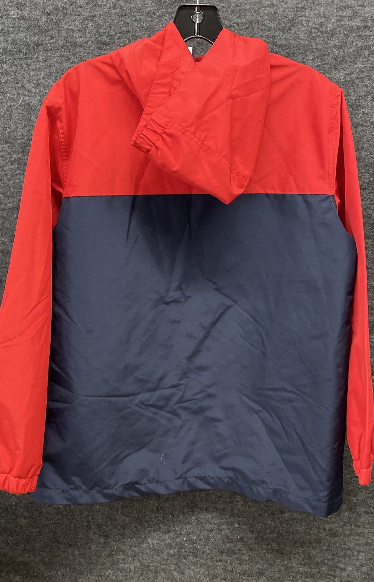 Tommy Hilfiger Boys Red Blue Colorblock Half Zip Hooded Windbreaker Jacket Sz XL