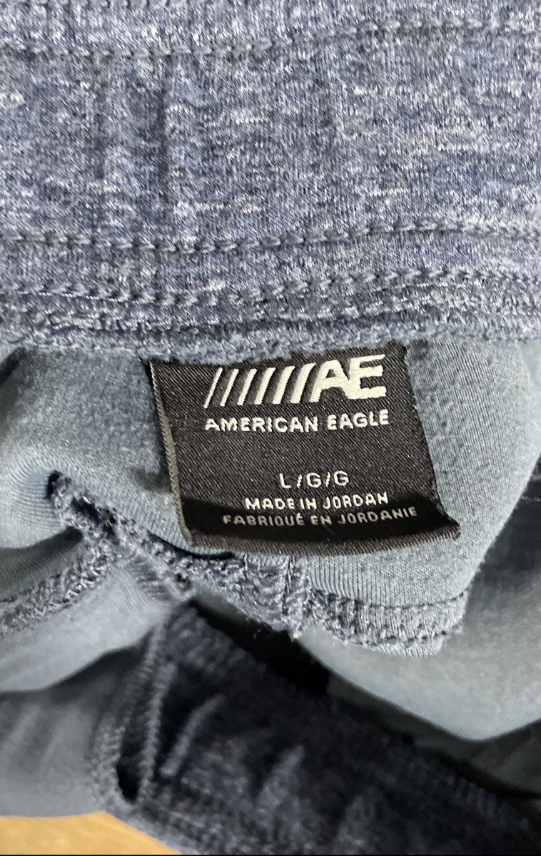 American Eagle Men's Heather Blue Fleece Sweat Shorts Drawstring Sz L