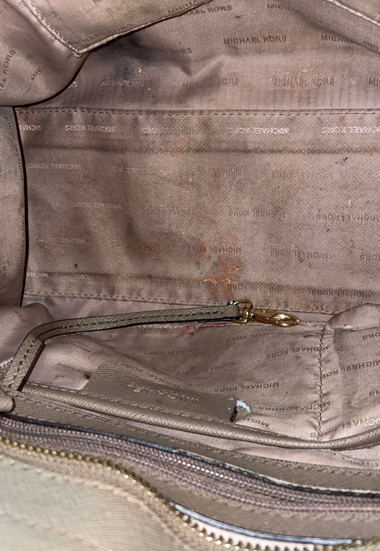 Michael Kors Brown Saffiano Leather Satchel Crossbody Bag Gold Hardware