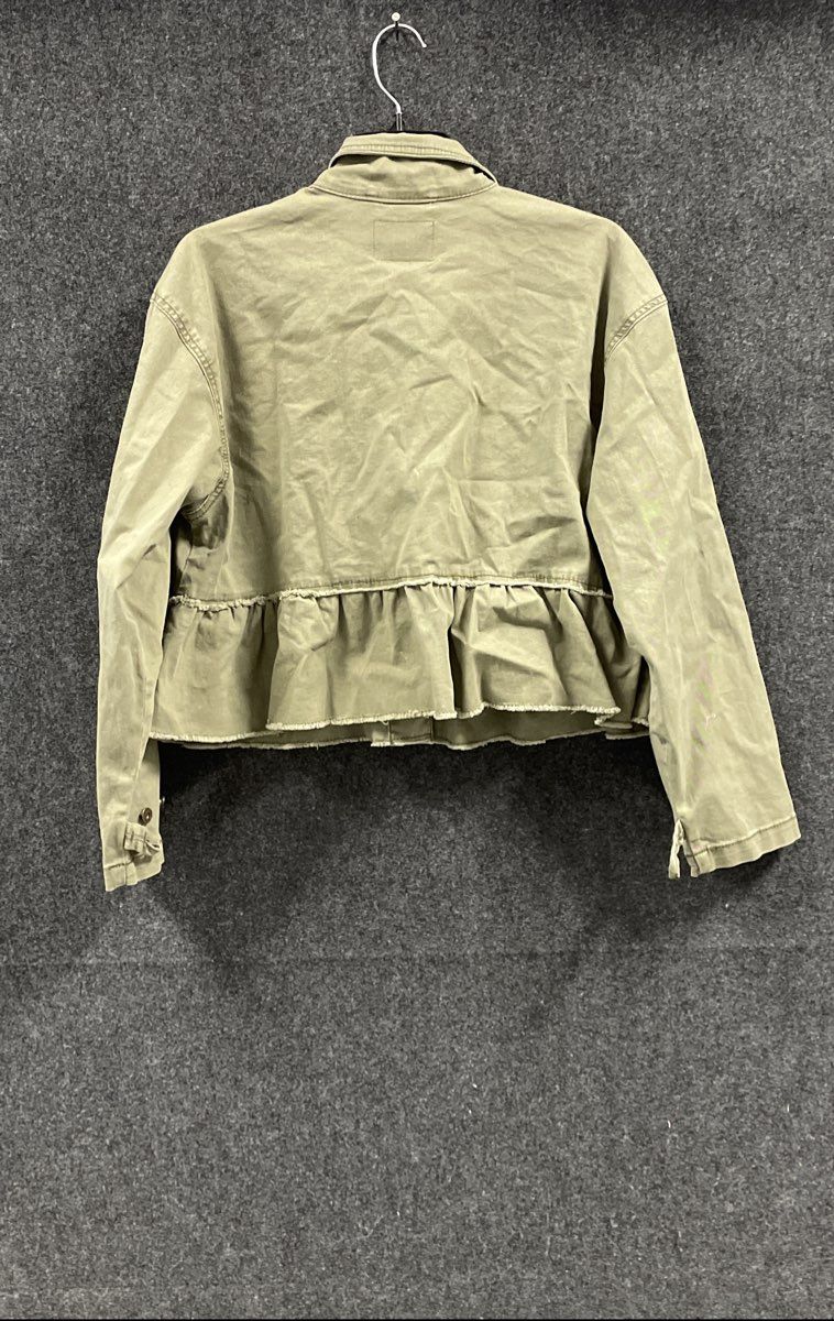 Jessica Simpson Women's Green Peplum Raw Hem Utility Jacket NWT Sz XS