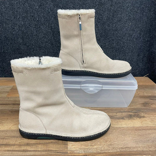 Polo Ralph Lauren Sport Beige Suede Shearling Winter Boots Women's Size 8.5B
