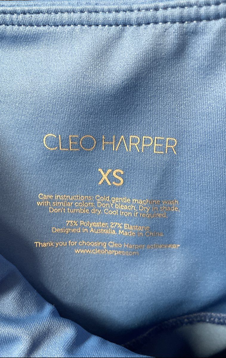 Cleo Harper Women's Blue High Waist Mesh Panel Activewear Leggings Size XS